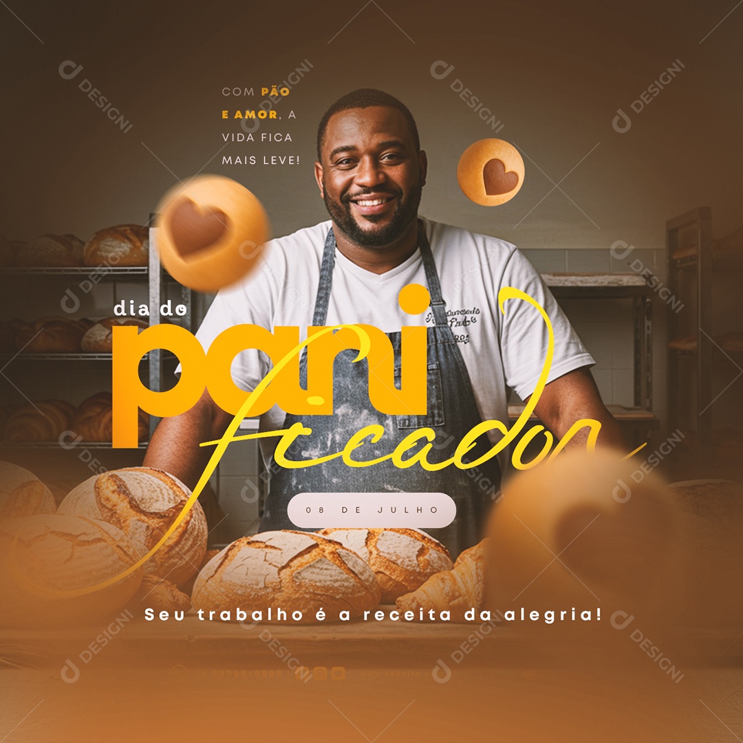 Dia do Panificador 08 de Julho Social Media PSD Editável