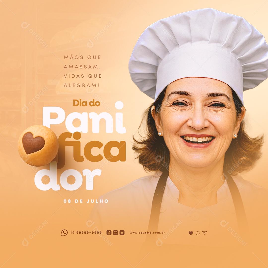 Dia do Panificador 08 de Julho Social Media PSD Editável