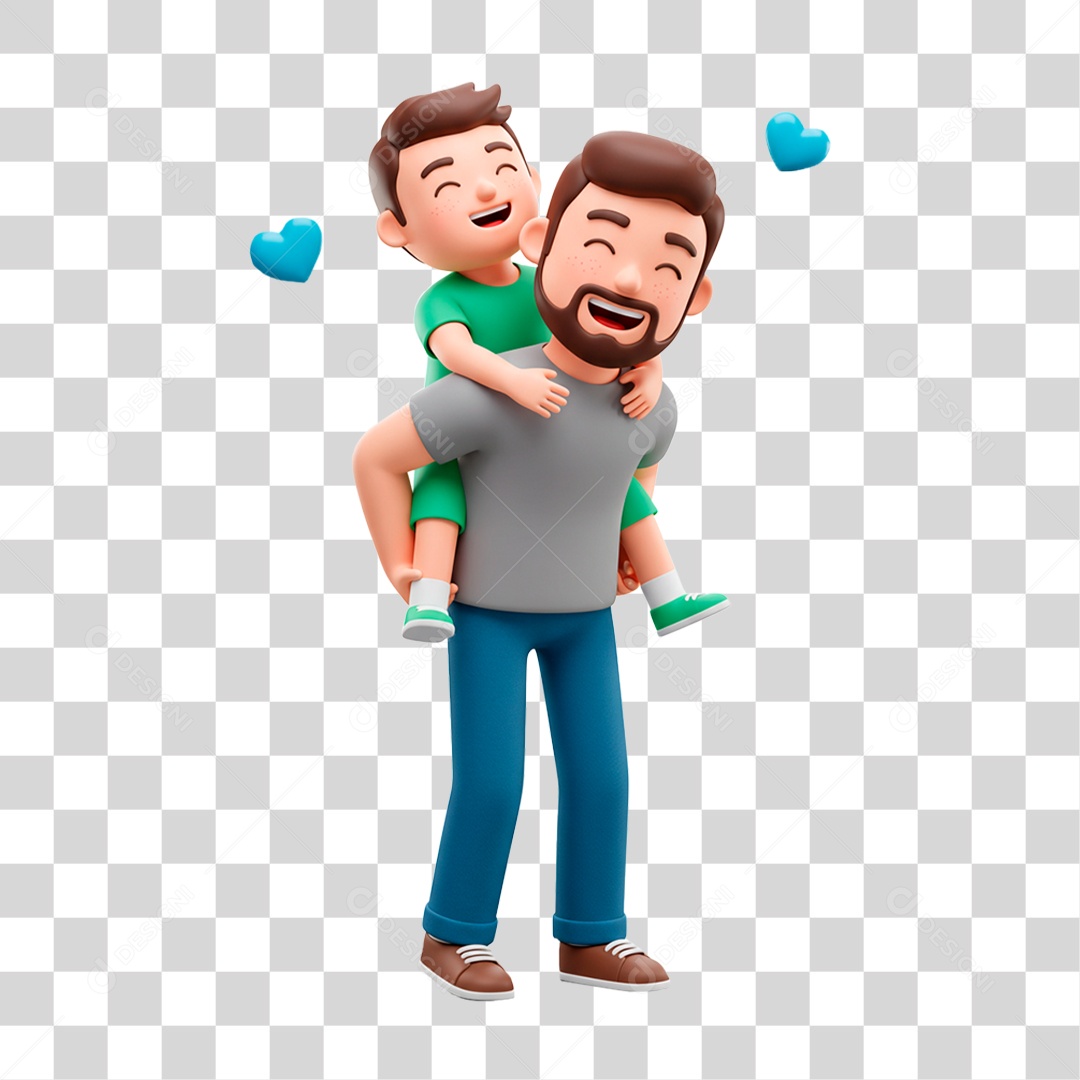 Personagem Pai Segurando Filho PNG Transparente