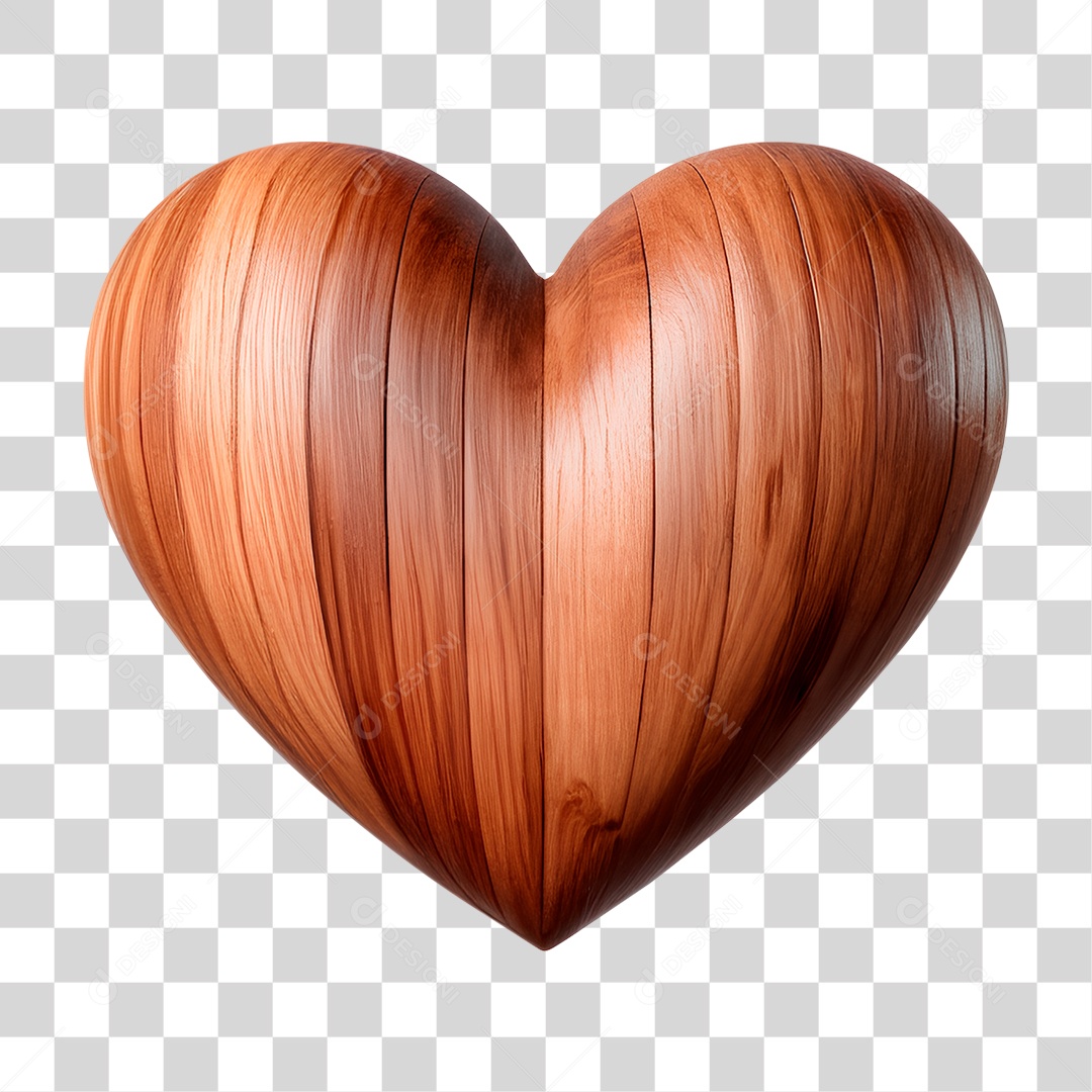 Coração de Madeira PNG Transparente