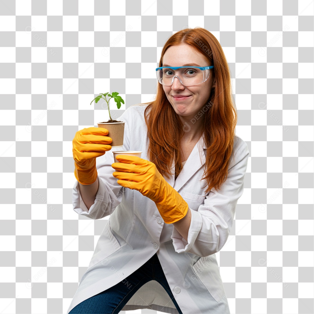 Mulher Bióloga de Uniforme PNG Transparente