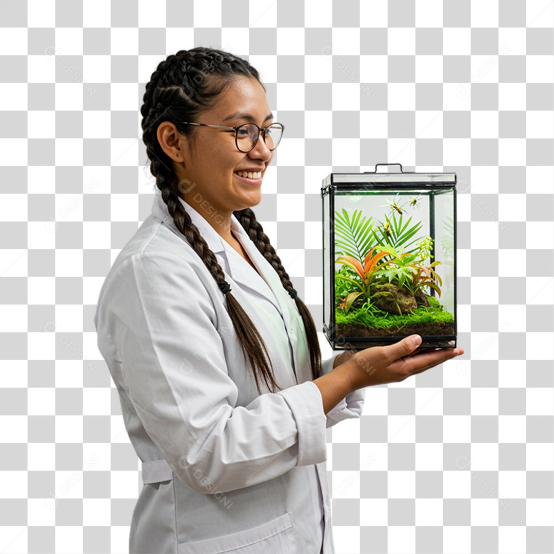 Mulher Bióloga de Uniforme PNG Transparente