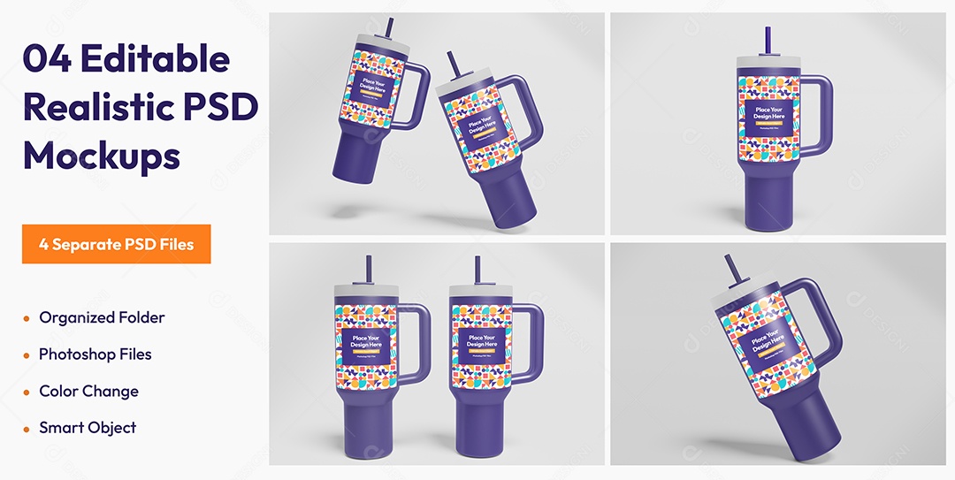 Mockup De Garrafas Térmicas PSD Editável