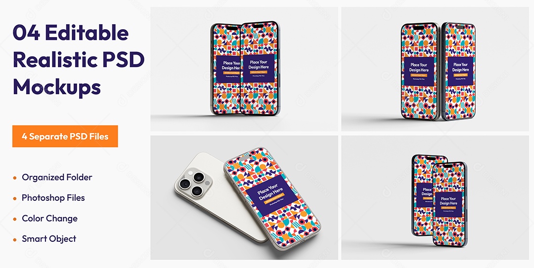 Mockup De Iphones Celulares PSD Editável