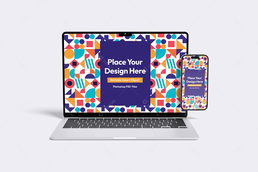 Mockup De Iphone E Notebook PSD Editável
