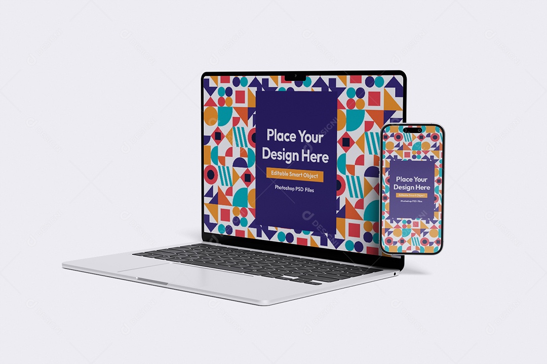 Mockup De Iphone E Notebook PSD Editável