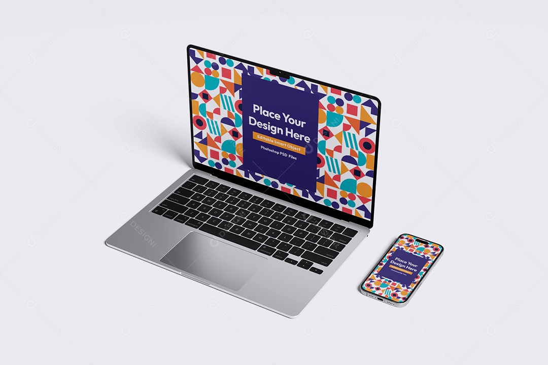 Mockup De Iphone E Notebook PSD Editável