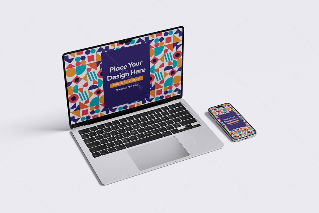 Mockup De Iphone E Notebook PSD Editável