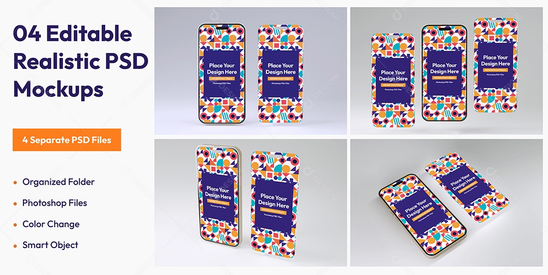 Mockup De Iphones Celulares PSD Editável