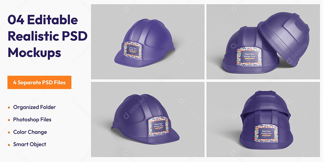 Mockup De Capacetes De Construçao PSD Editável