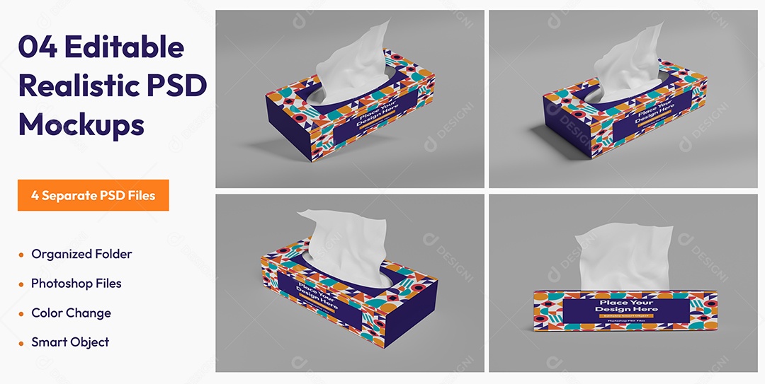 Mockup Caixas de Guardanapo PSD Editável