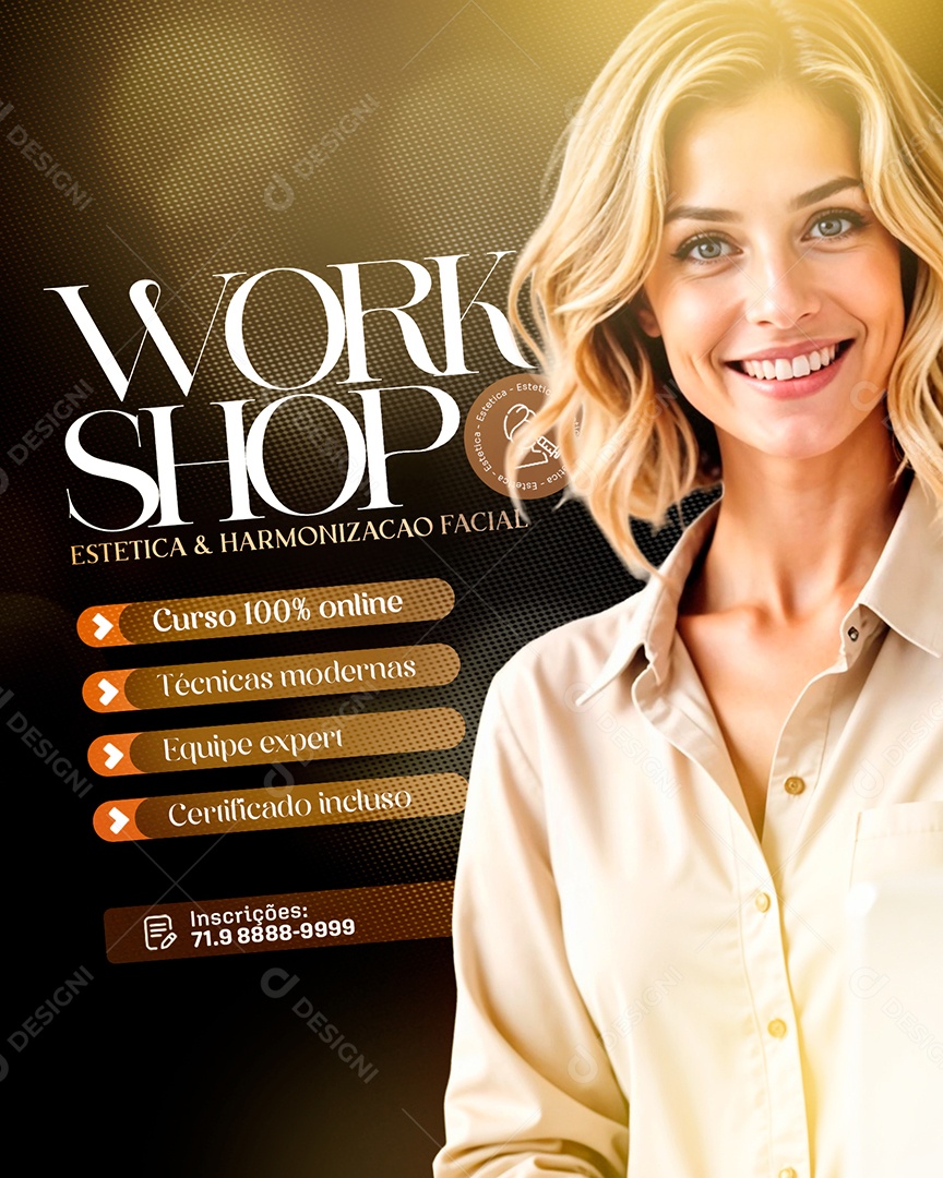 Workshop Estética e Harmonização Facial Social Media PSD Editável