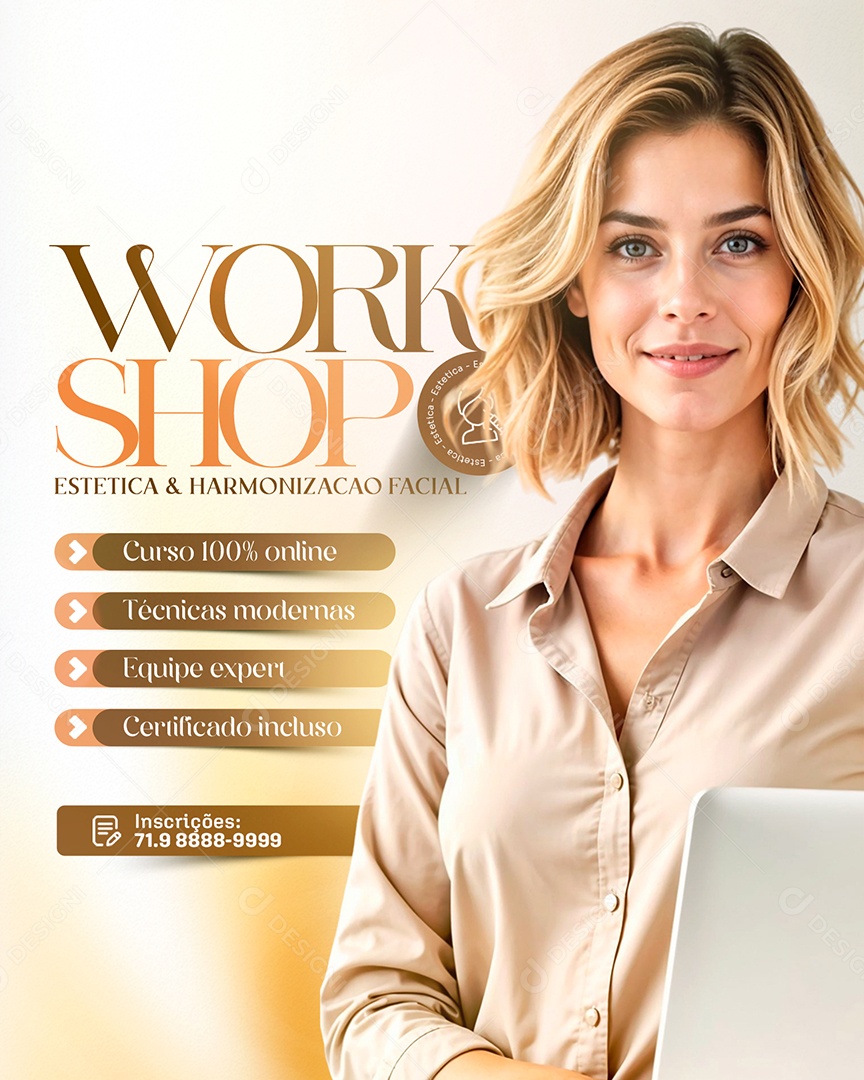 Workshop Estética e Harmonização Facial Social Media PSD Editável