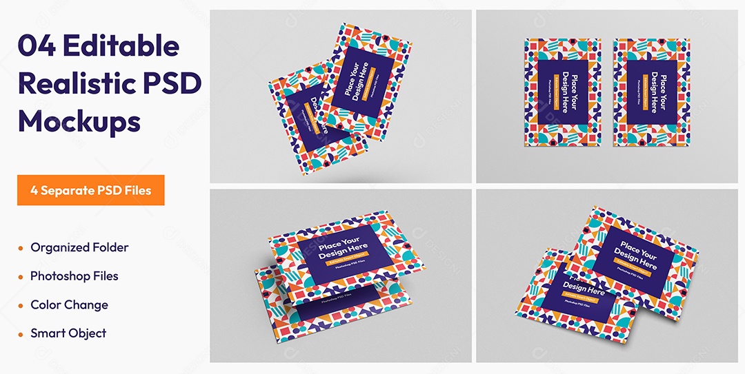 Cartão Postal Mockup PSD Editável