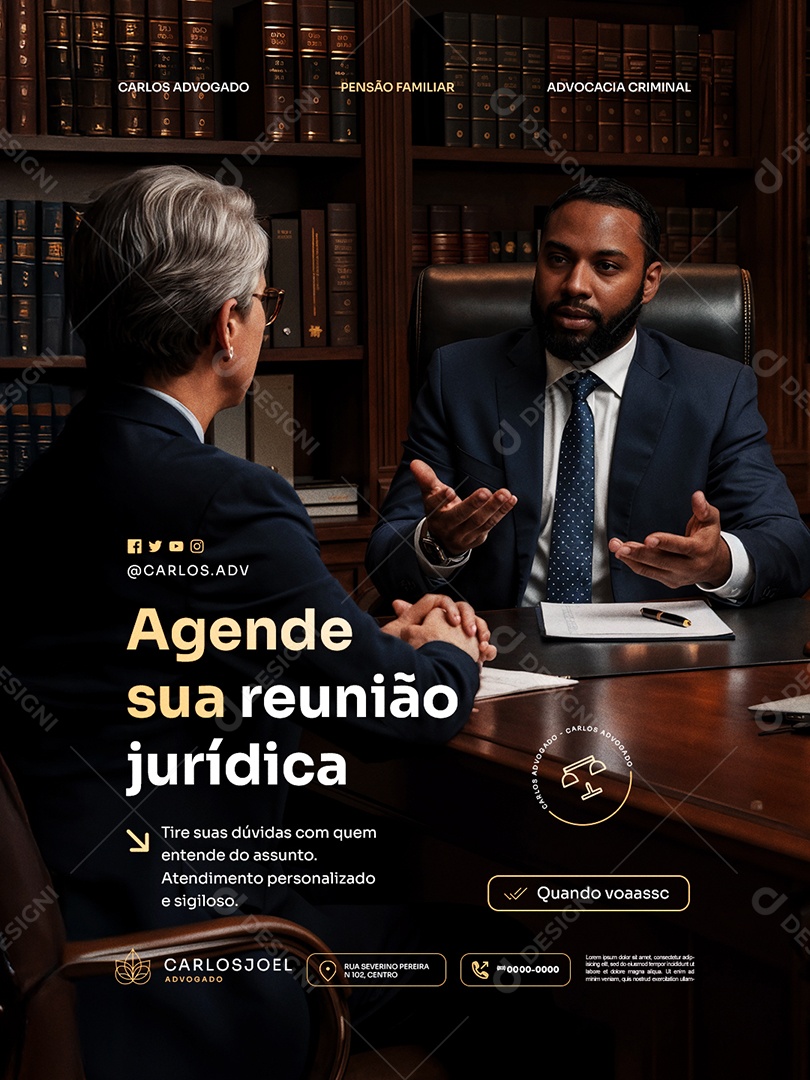 Advocacia Agende sua Reunião Jurídica Social Media PSD Editável