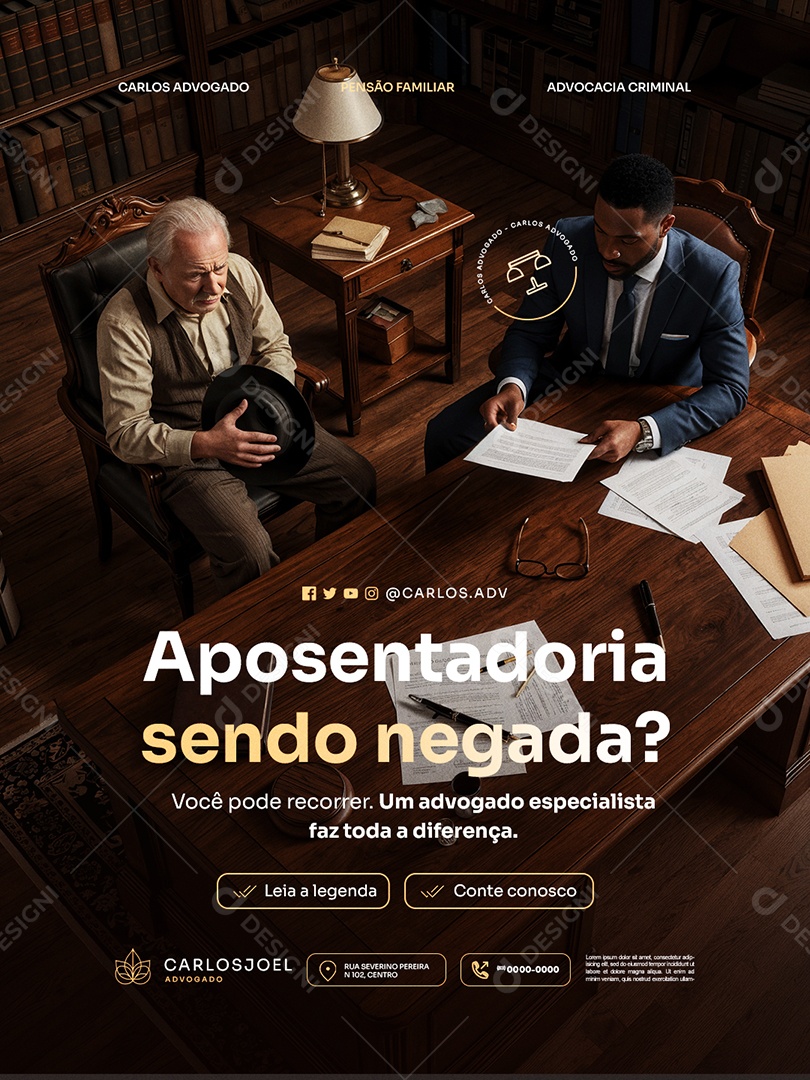 Advocacia Aposentadoria Sendo Negada Social Media PSD Editável