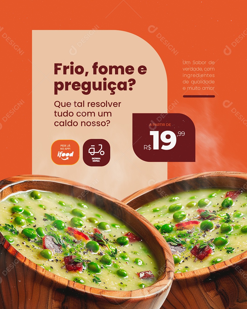 Caldos Quentes Frio Fome e Preguiça Social Media PSD Editável