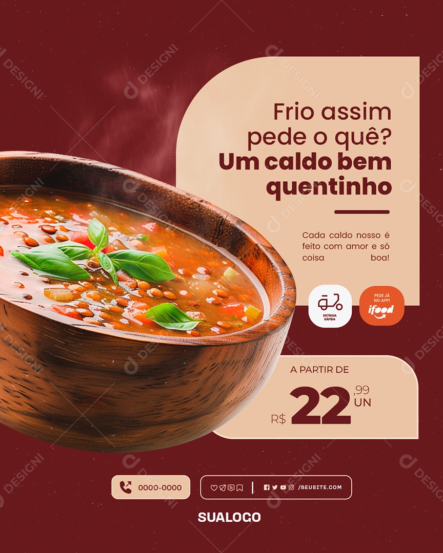 Caldos Quentes Frio Assim Pede o Quê Social Media PSD Editável