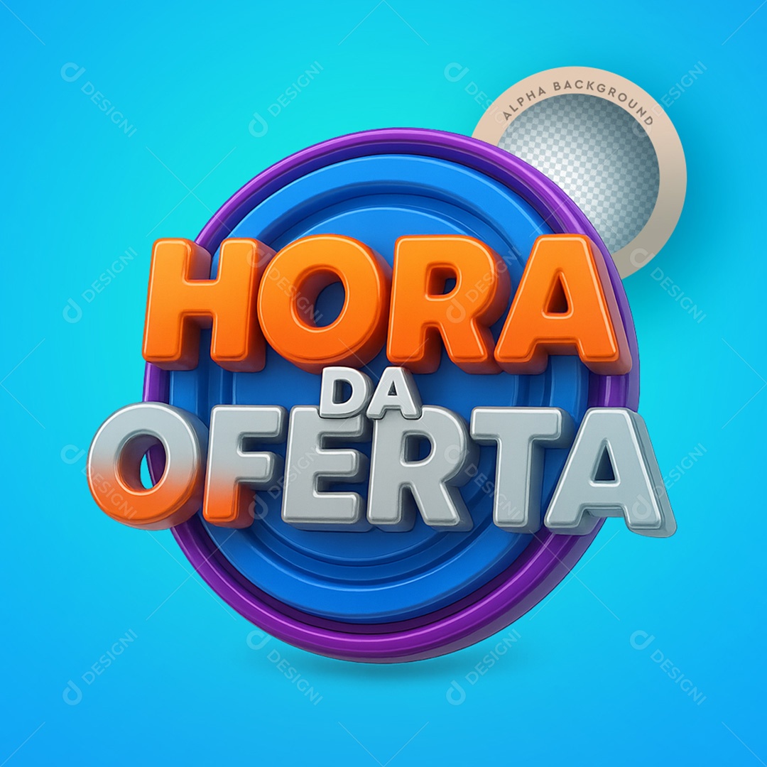 Selo 3D Hora da Oferta Azul para Composição PSD
