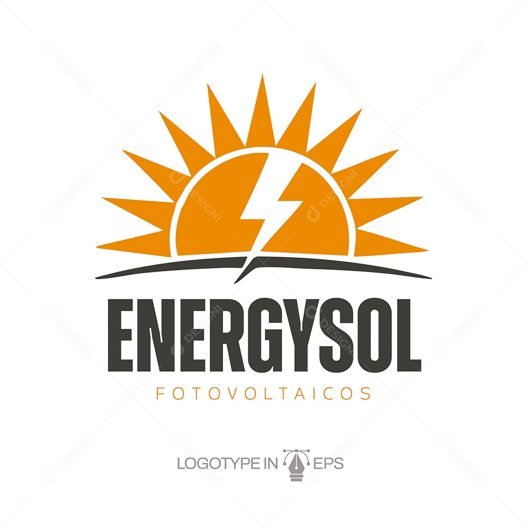 Logo de Energia Solar Ilustração Vetor EPS