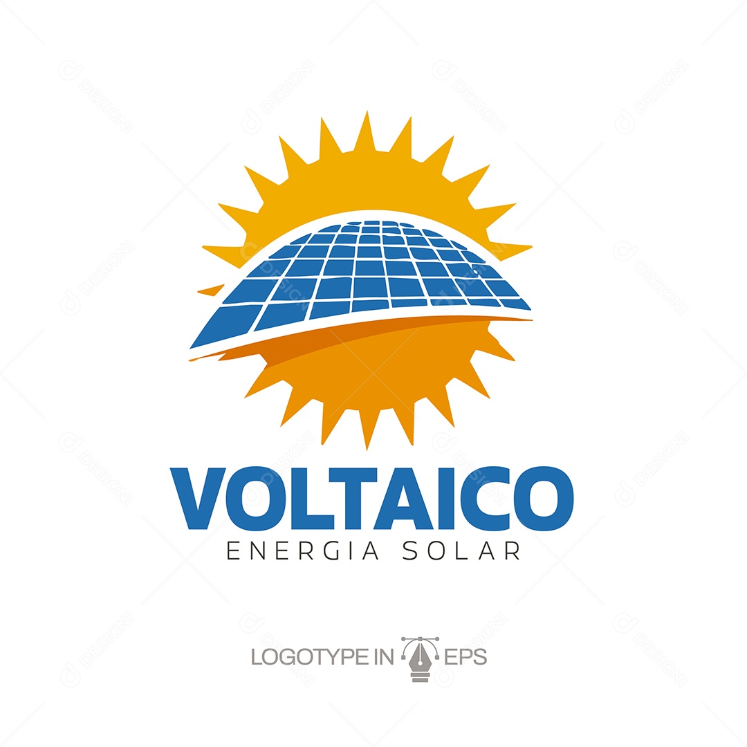 Logo de Energia Solar Ilustração Vetor EPS