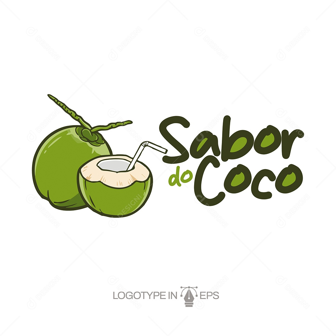 Logotipo Sabor do Coco Ilustração Vetor EPS