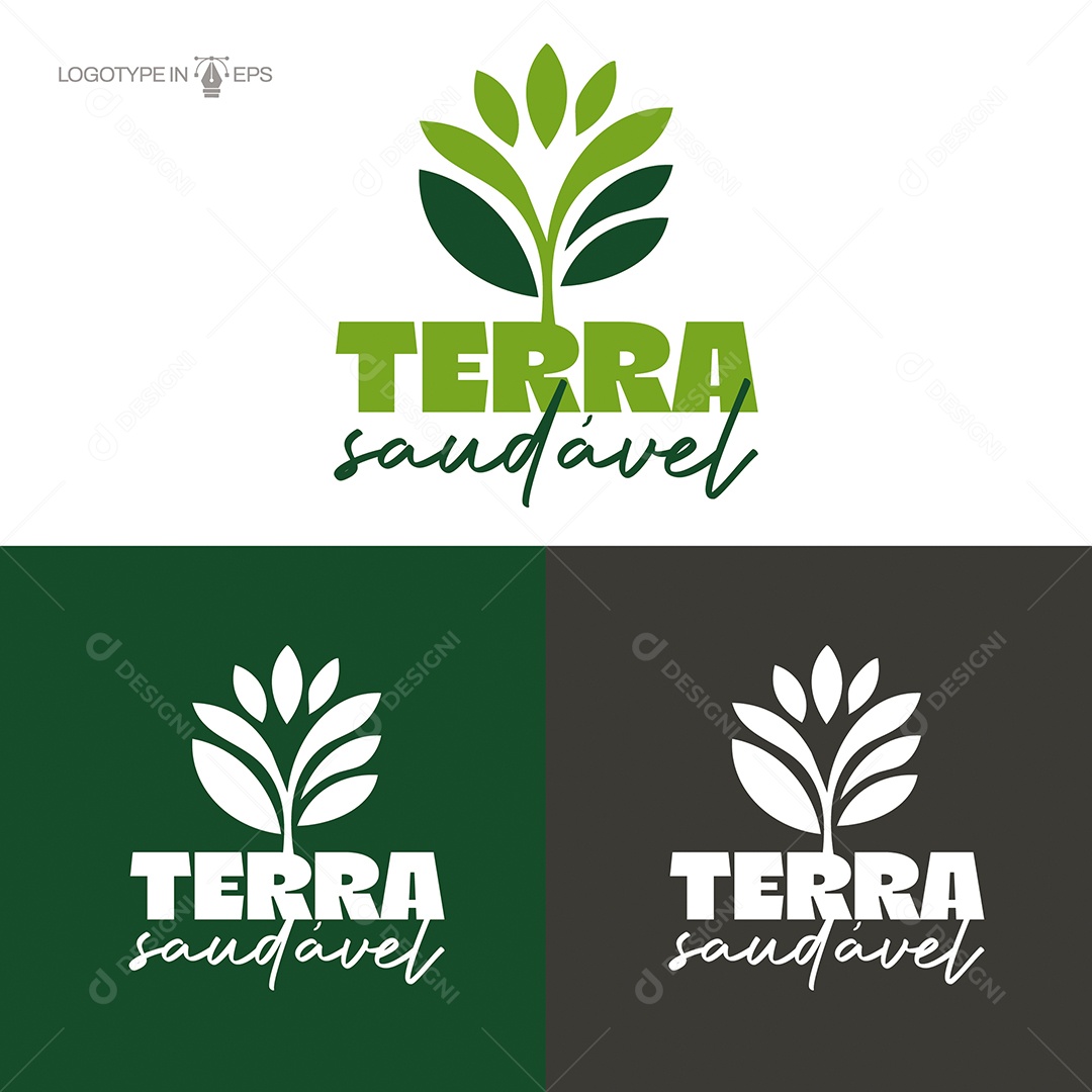 Logotipo Terra Saudável Ilustração Vetor EPS