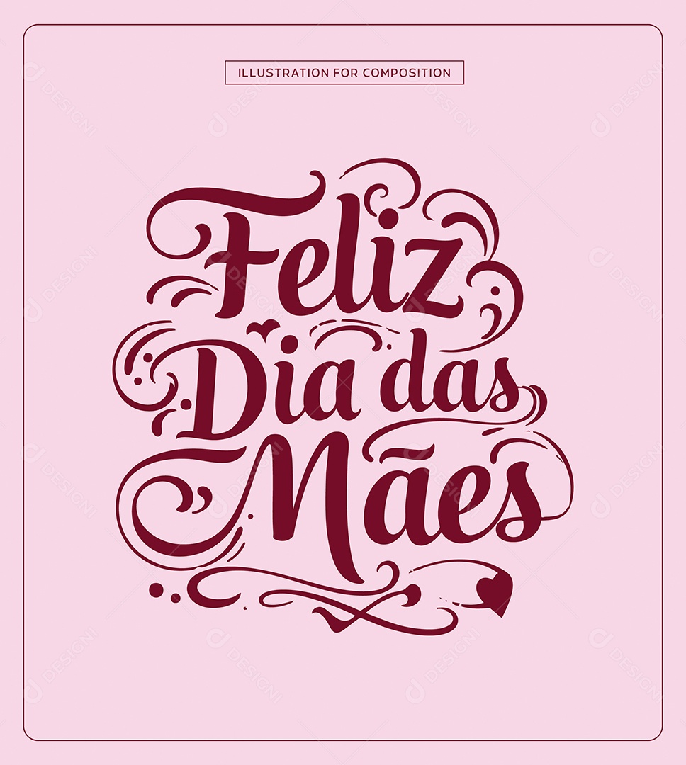 Lettering Feliz Dia das Mães Ilustração Vetor EPS