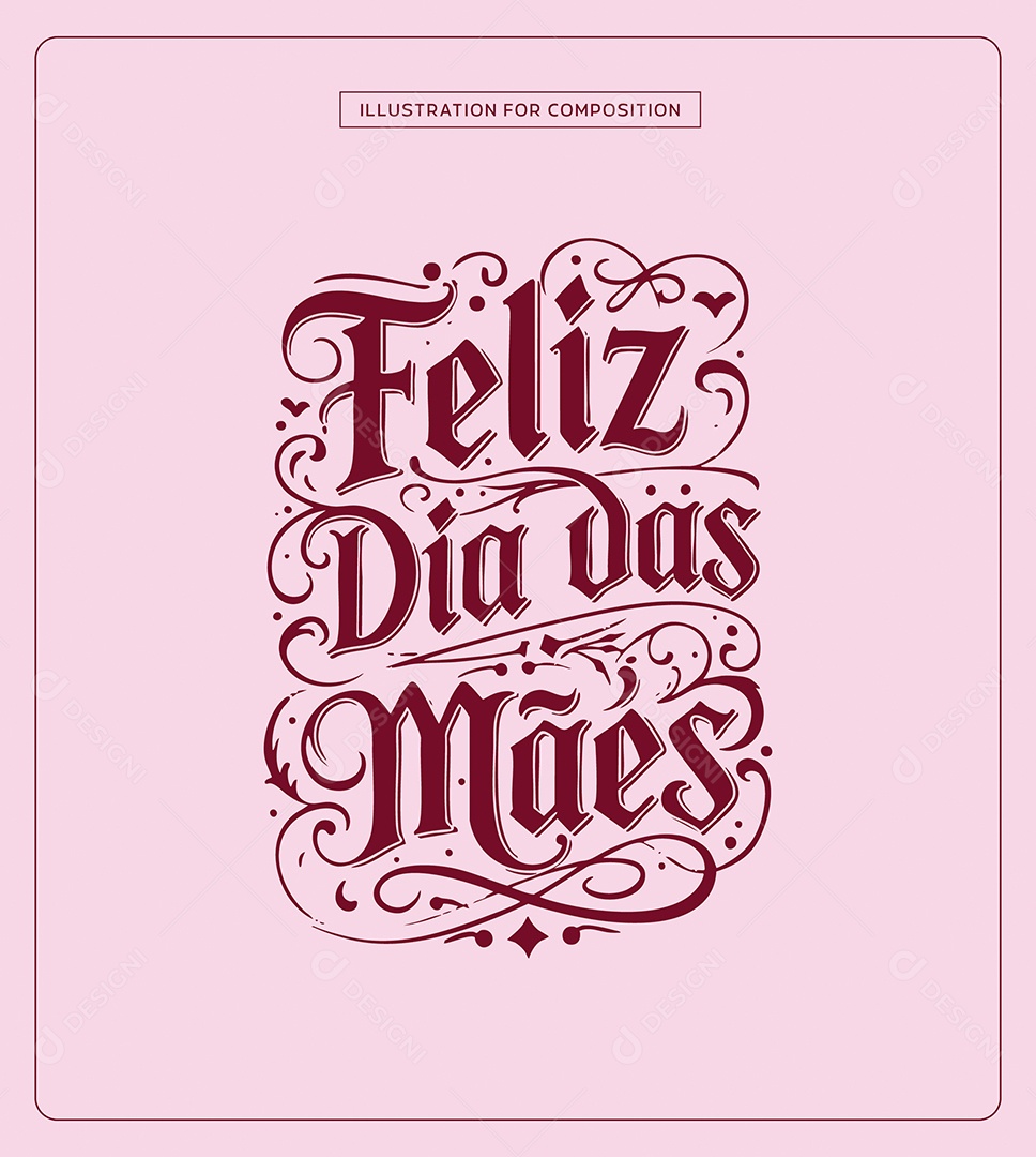 Lettering Feliz Dia das Mães Ilustração Vetor EPS