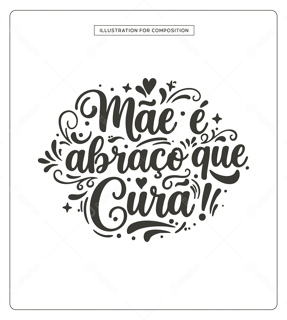 Lettering Feliz Dia das Mães Ilustração Vetor EPS