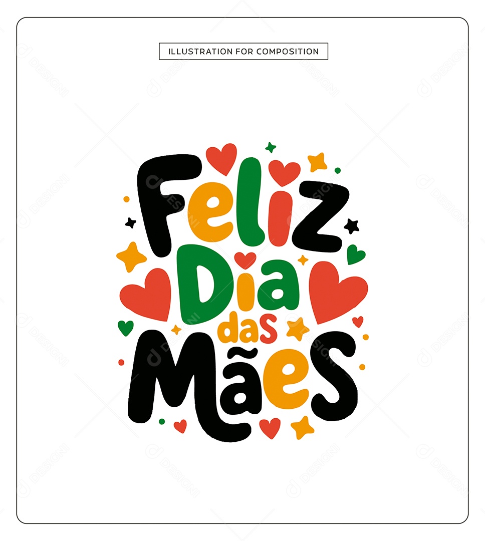Lettering Feliz Dia das Mães Ilustração Vetor EPS
