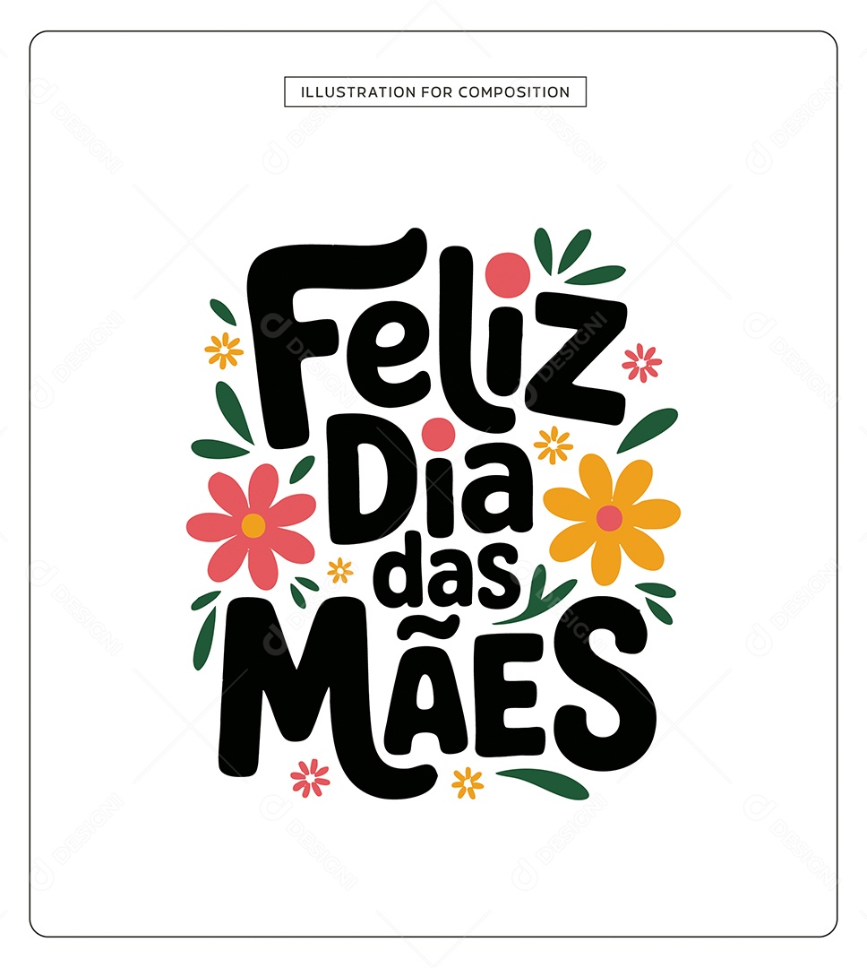 Lettering Feliz Dia das Mães Ilustração Vetor EPS