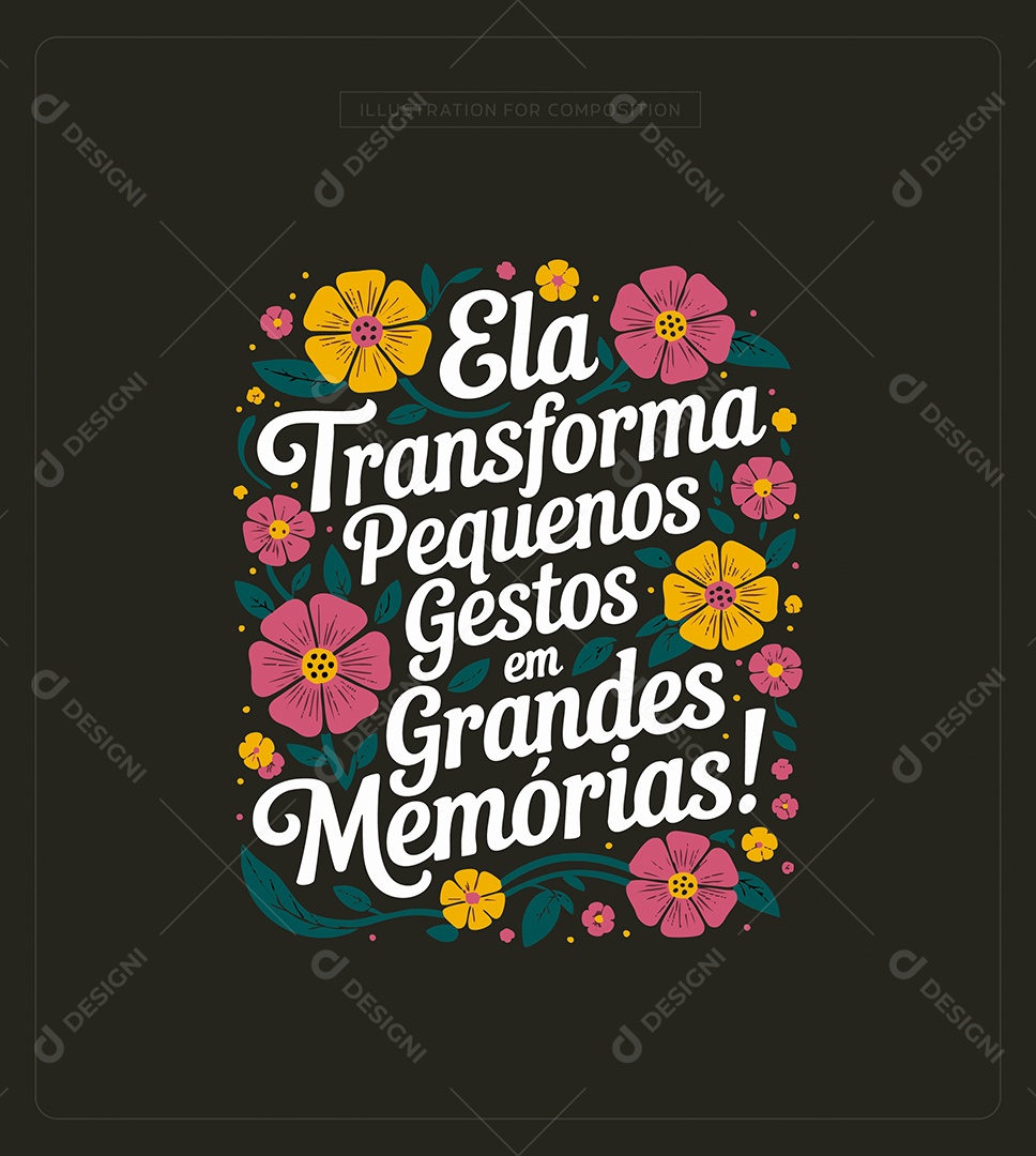 Lettering Feliz Dia das Mães Ilustração Vetor EPS