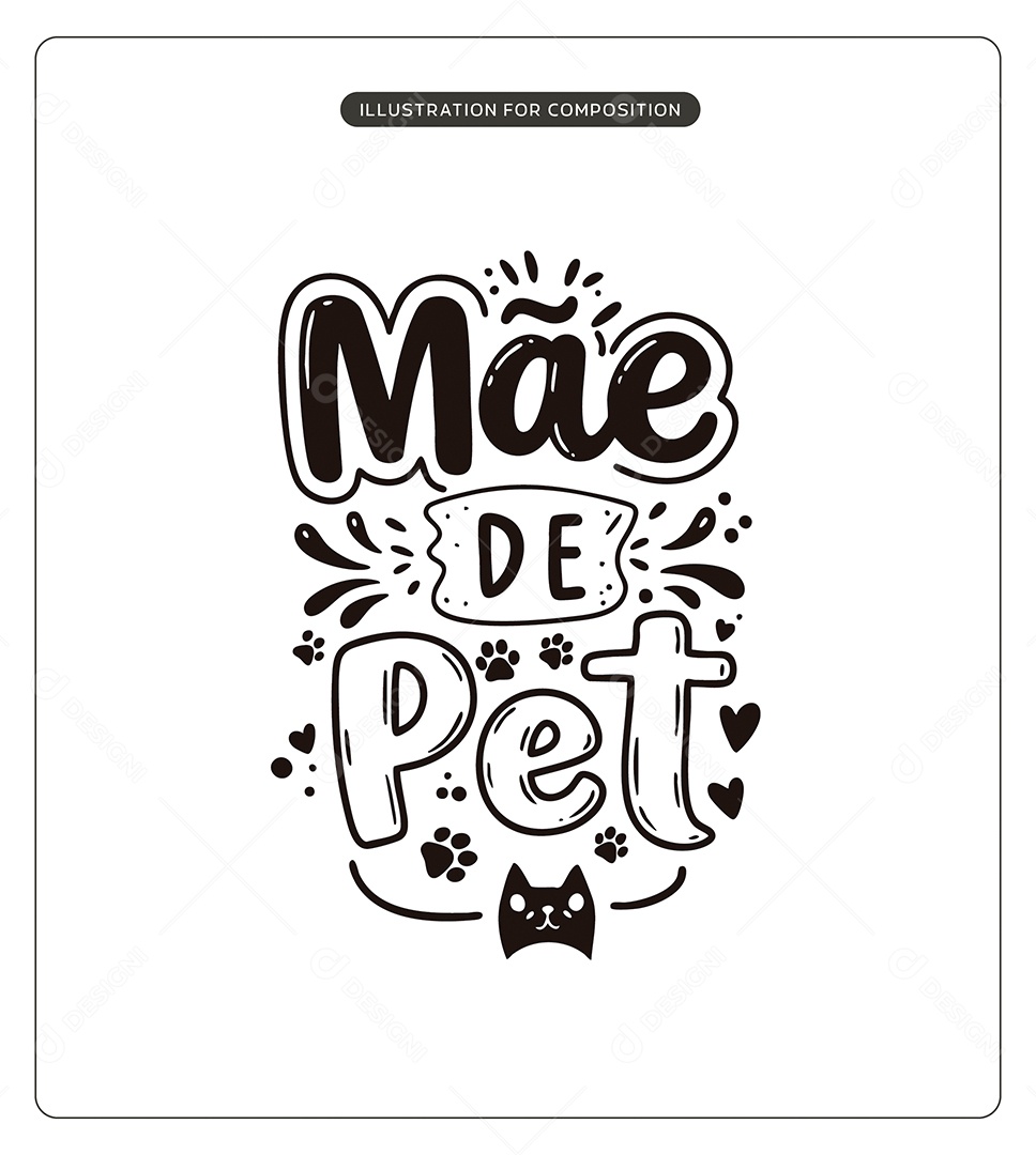 Lettering Mãe de Pet Dia das Mães Ilustração Vetor EPS