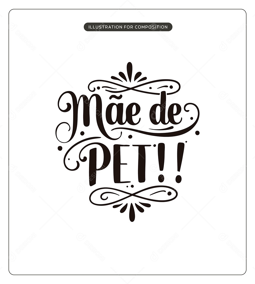 Lettering Mãe de Pet Dia das Mães Ilustração Vetor EPS