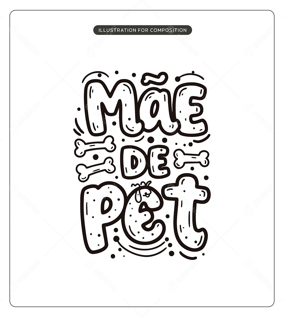 Lettering Mãe de Pet Dia das Mães Ilustração Vetor EPS