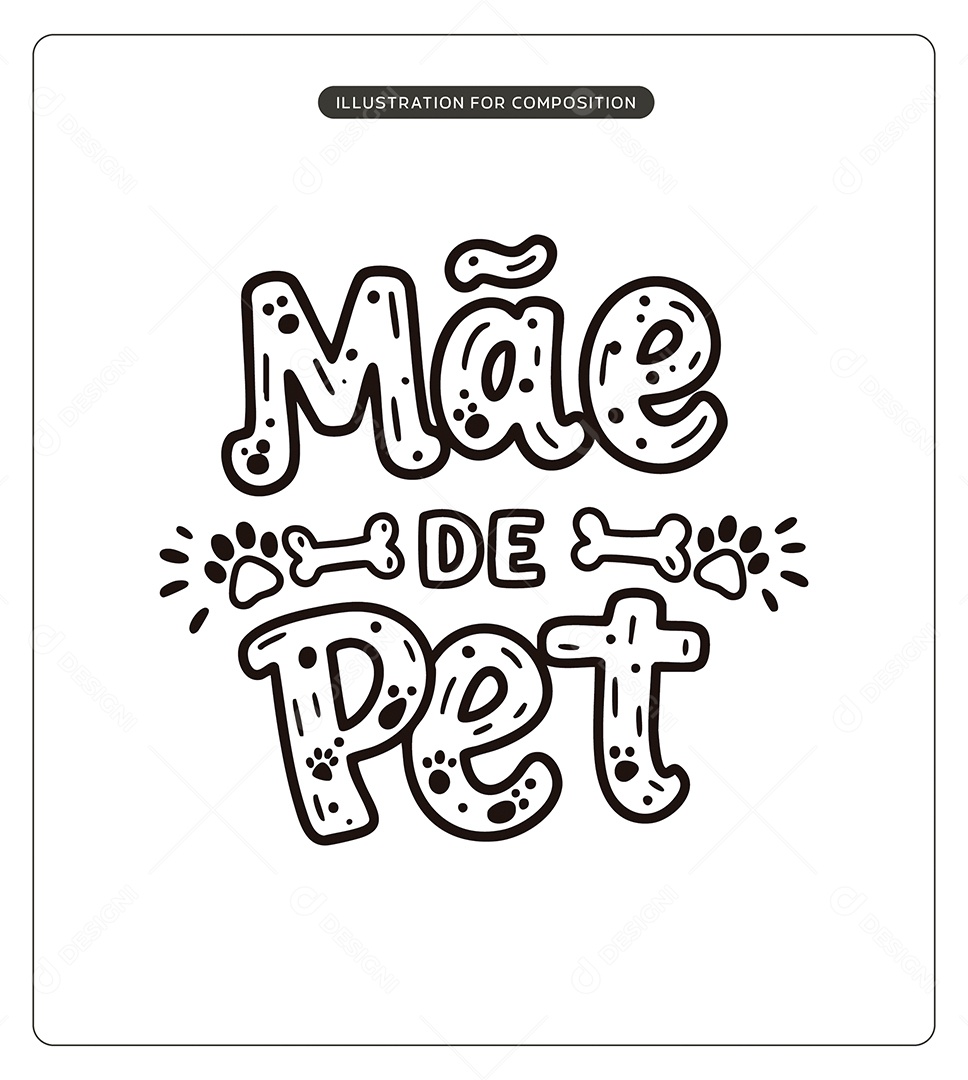 Lettering Mãe de Pet Dia das Mães Ilustração Vetor EPS