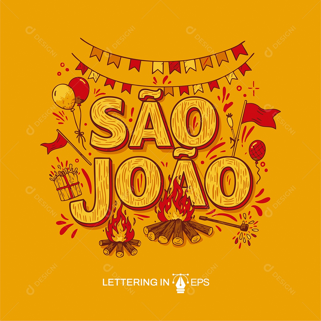 Lettering de São João Ilustração Vetor EPS