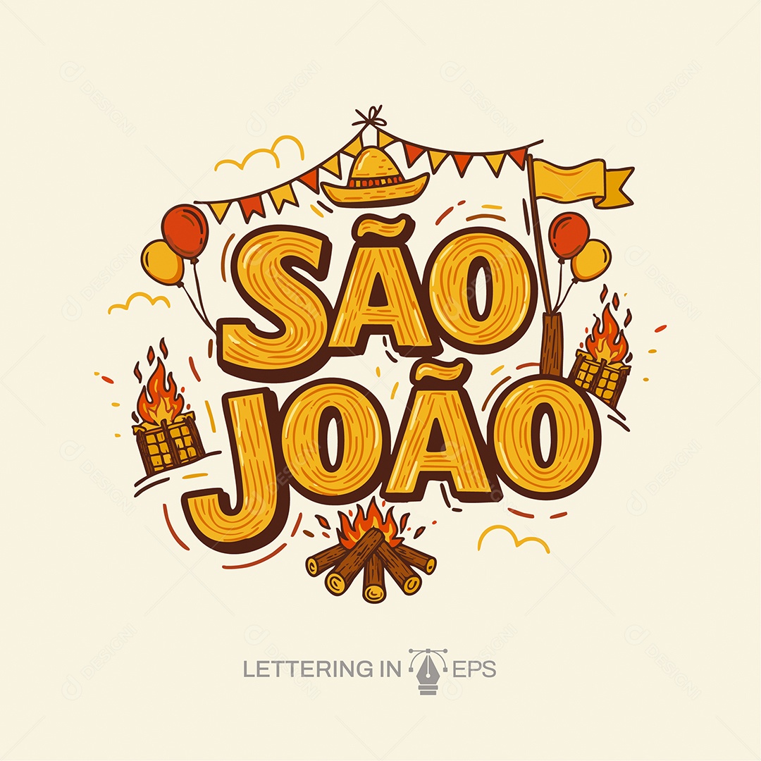 Lettering de São João Ilustração Vetor EPS