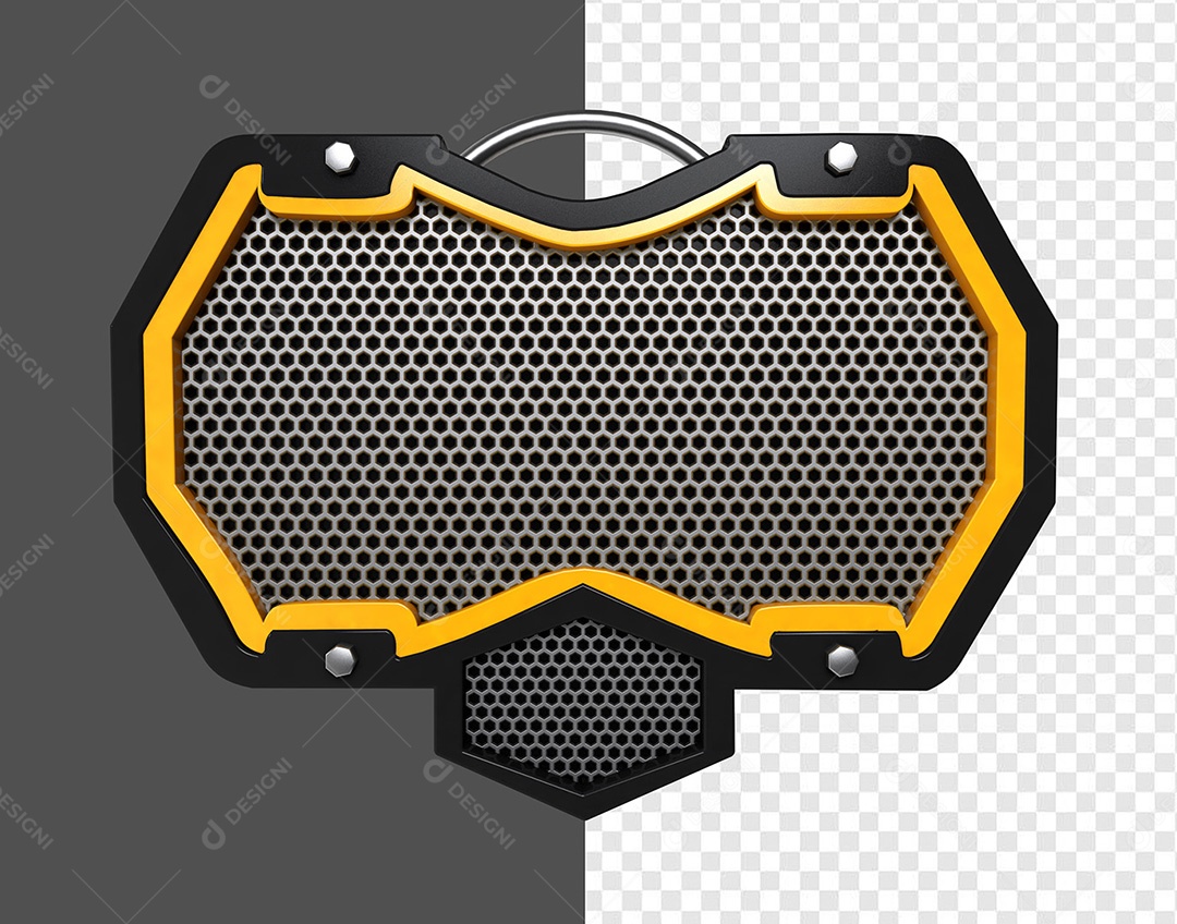 Elemento 3D Grade Amarelo para Composição PSD