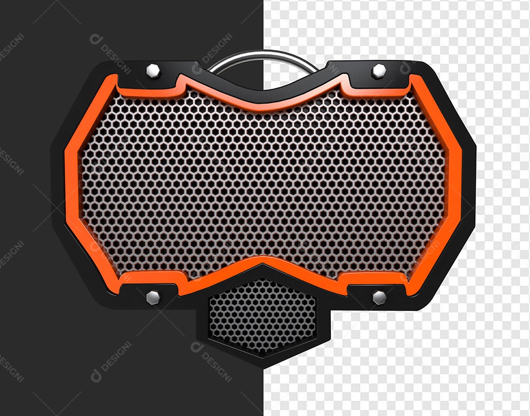 Elemento 3D Grade Laranja para Composição PSD