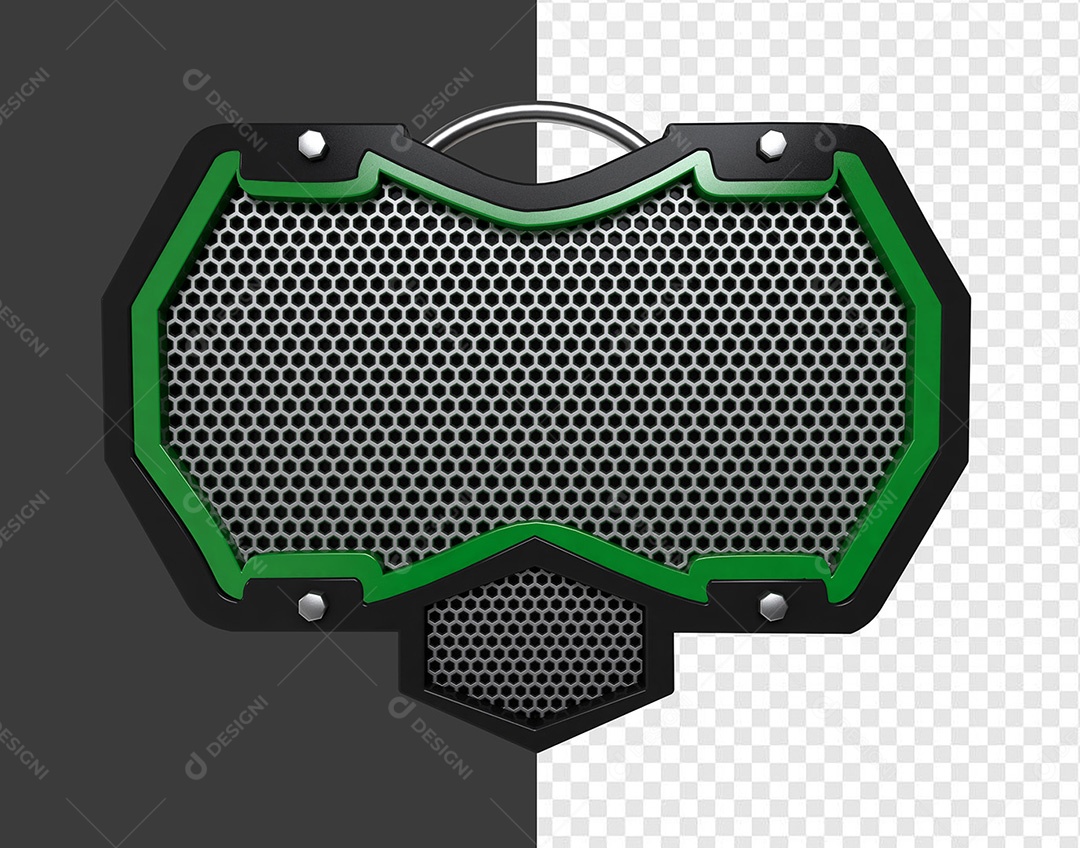 Elemento 3D Grade Verde para Composição PSD