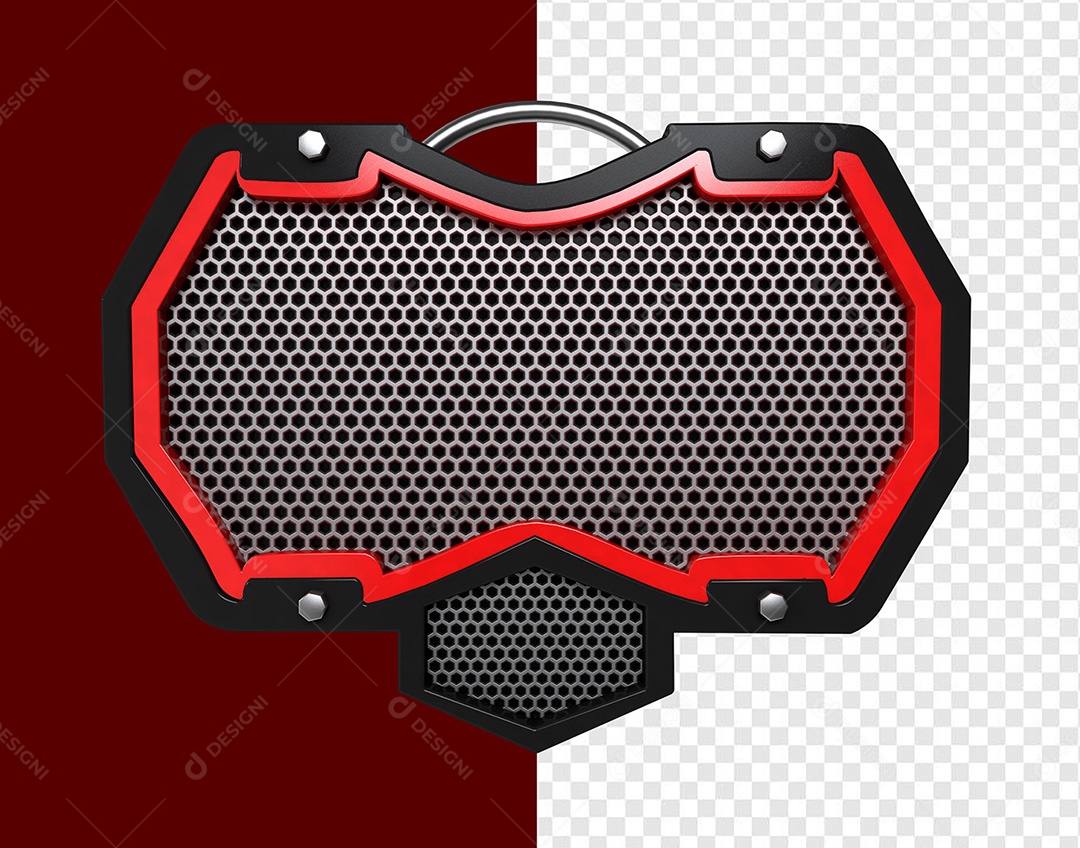 Elemento 3D Grade Vermelha para Composição PSD