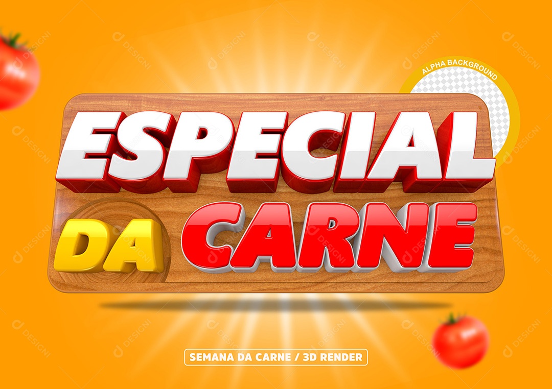 Selo 3D Especial da Carne para Composição PSD