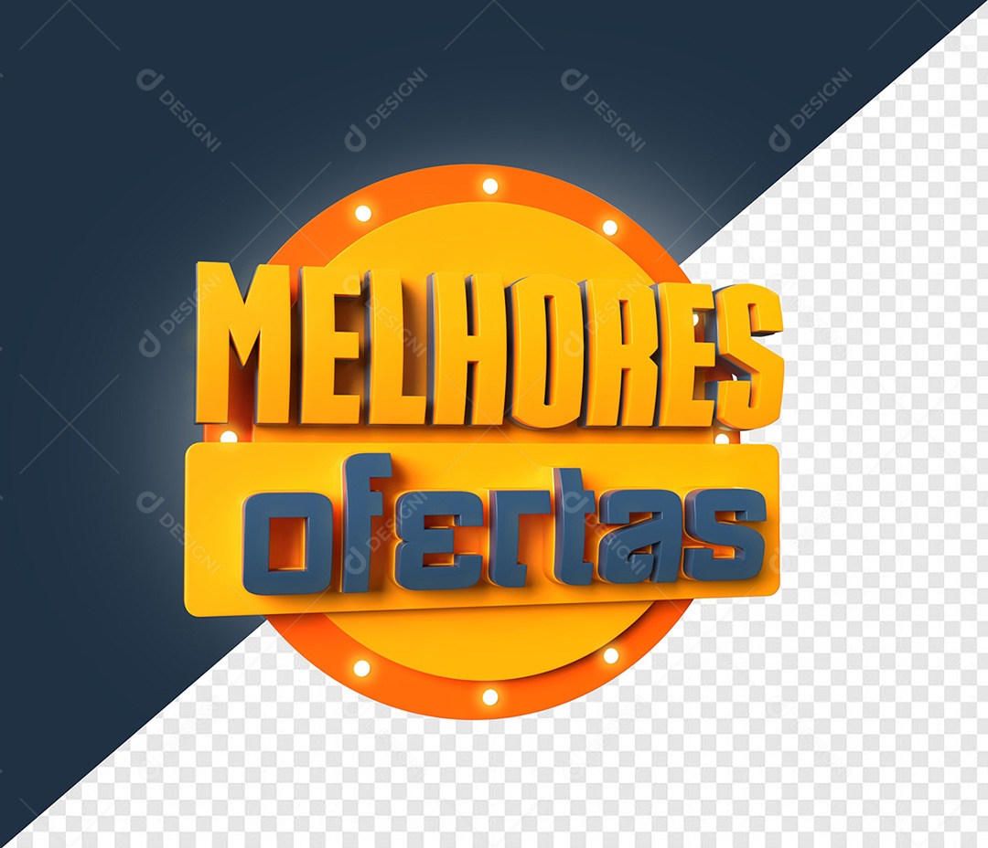 Selo 3D Melhores Ofertas Amarelo para Composição PSD