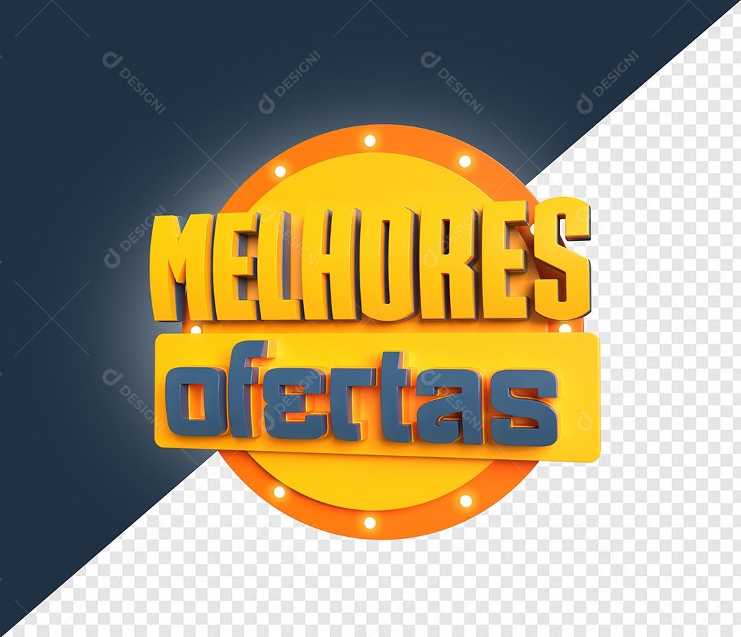Selo 3D Melhores Ofertas Amarelo para Composição PSD