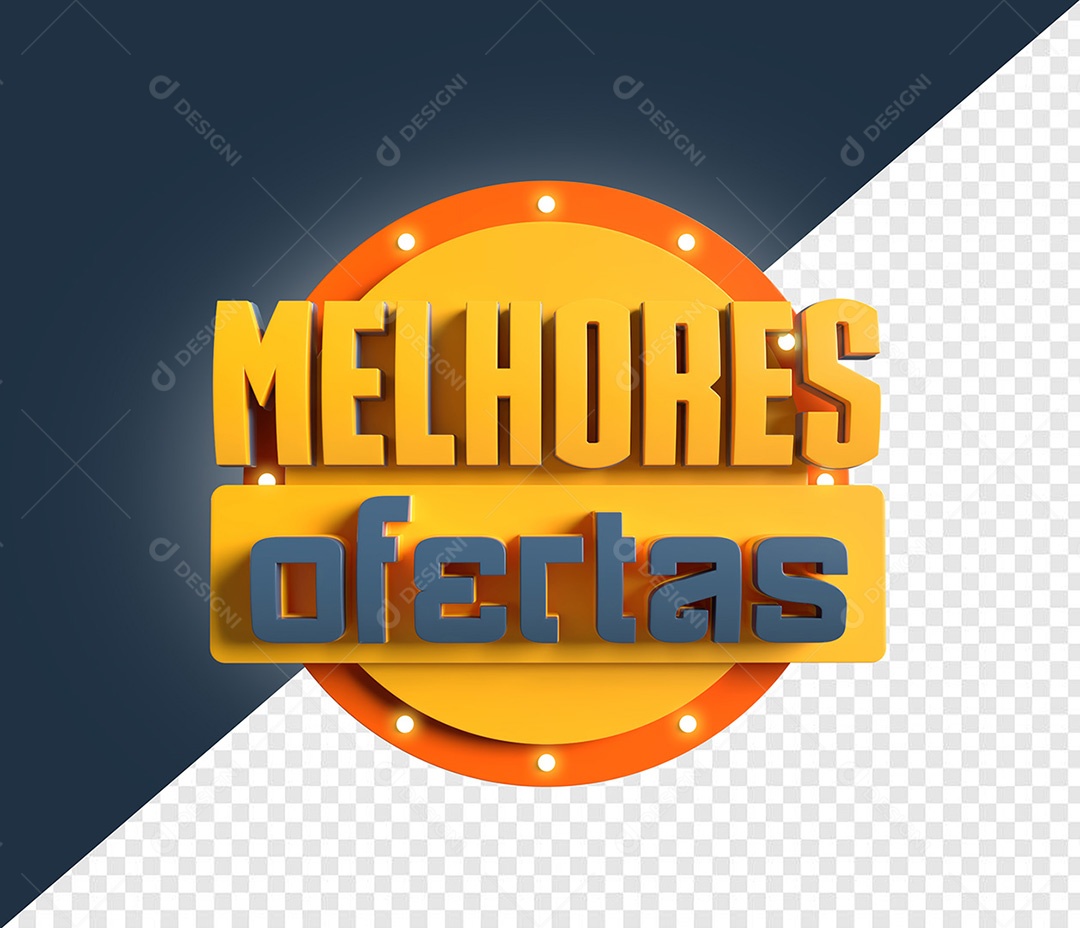 Selo 3D Melhores Ofertas Amarelo para Composição PSD