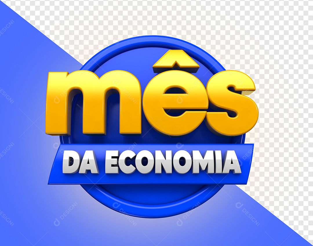 Selo 3D Mês Da Economia Azul para Composição PSD