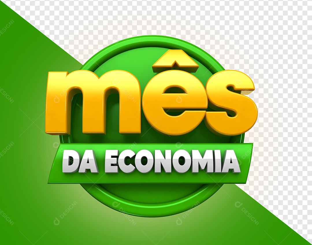 Selo 3D Mês Da Economia Verde para Composição PSD