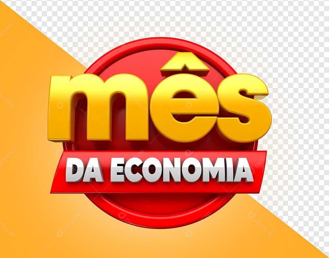 Selo 3D Mês Da Economia Vermelho para Composição PSD